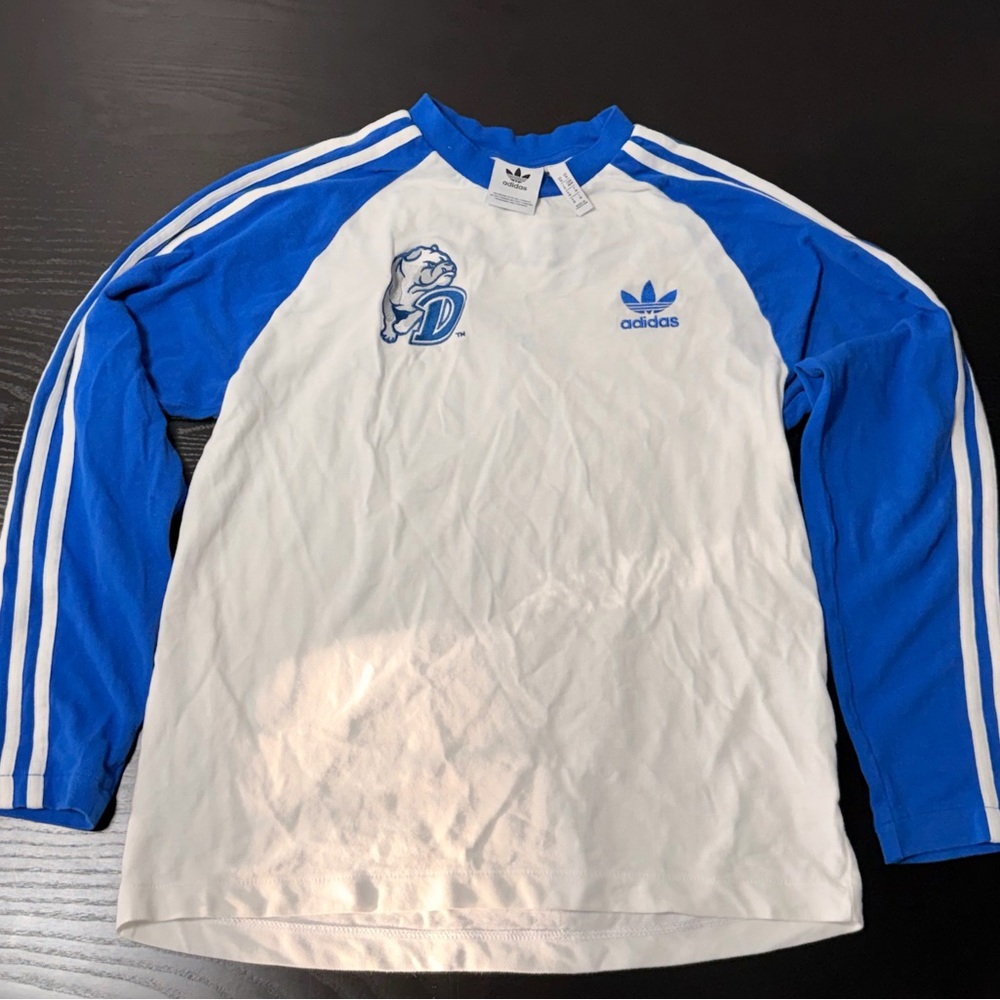 Adidas Drake University White Tee with Royal Blue Accents